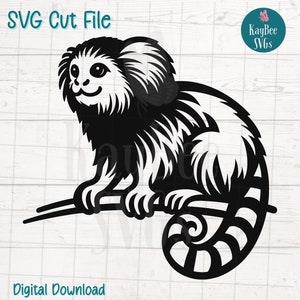 Ouistiti singe fichier de découpe numérique SVG pour Cricut, Silhouette, gravure, sublimation, oeuvre d'art imprimable, T-shirt, presse Mug - usage Commercial