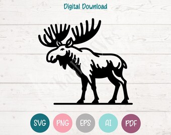 Moose SVG PNG Clipart Cut Files for Cricut, Silhouette, Laser Engraving, Sublimation (Digital)