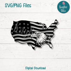 Adler auf Karte der USA SVG PNG Schnitt Dateien für Cricut Silhouette digitaler Download, Lasergravur, Sublimation druckbar, kommerzielle Nutzung Clipart
