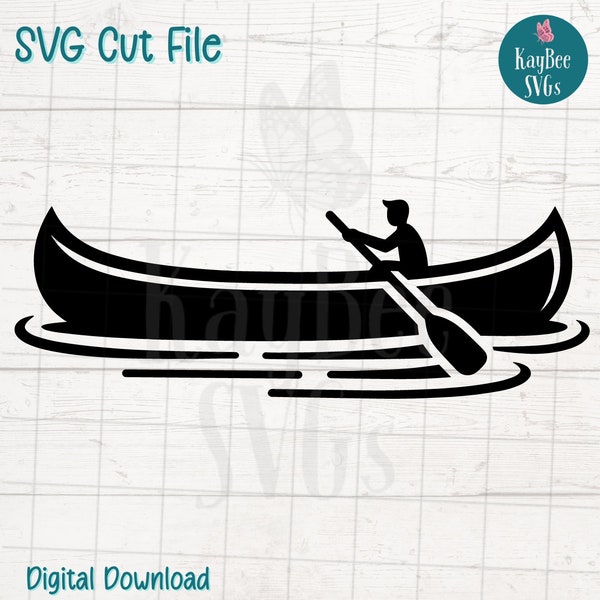 Canoe SVG Digital Cut File for Cricut, Silhouette, Engraving, Sublimation, Printable Art, T-Shirt, Mug Press - Commercial Use