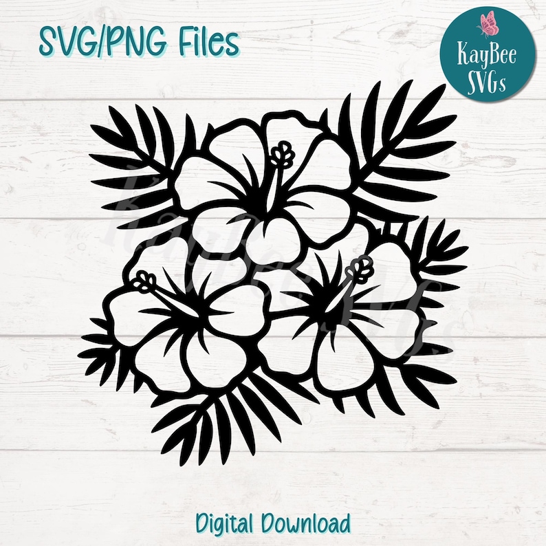 Hibiscus Flowers SVG PNG Clipart Cut Files for Cricut, Silhouette ...
