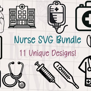 Krankenschwester SVG Bundle - 11x digitale Schnittdateien für Cricut, Silhouette, Gravur, Sublimation, bedruckbare Kunst, T-Shirt, Becherpresse - kommerzielle Nutzung