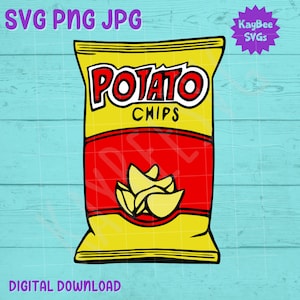 Bolsa de patatas fritas SVG PNG JPG Clipart Archivo de corte digital Descarga para Cricut Silhouette Arte imprimible por sublimación - Uso comercial