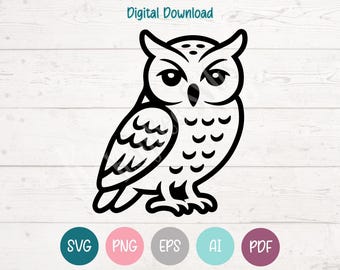 Owl SVG PNG Clipart Cut Files for Cricut, Silhouette, Laser Engraving, Sublimation (Digital Download)