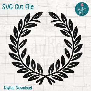 Arquivos de corte SVG PNG de coroa de louros para Cricut, download digital Silhouette, gravação a laser, impressão por sublimação, clipart para uso comercial