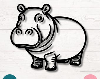 Hippo SVG PNG African Animal Silhouette for Safari and Jungle Crafts | Cut Files for Cricut, Sublimation, Laser Engraving, Printable Clipart