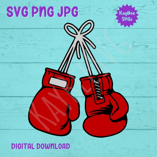 Boxing Gloves SVG PNG JPG Clipart Digital Cut File Download for Cricut Silhouette Sublimation Printable Art - Commercial Use