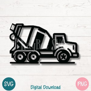 Misturador de cimento SVG PNG Caminhão de construção Clipart para crianças e artesanato de construção | Arquivos de corte para Cricut, Silhouette, Sublimação, Gravação a laser