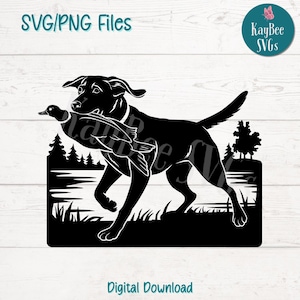 Ente Jagdhund SVG PNG Schnittdatei für Cricut, Silhouette, Sublimation, Lasergravur, druckbare Clipart, Retriever Outdoor Art