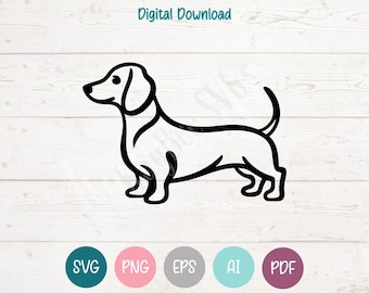 File di clipart SVG e PNG di un cane bassotto per Cricut, Silhouette, incisione laser e sublimazione (digitale)