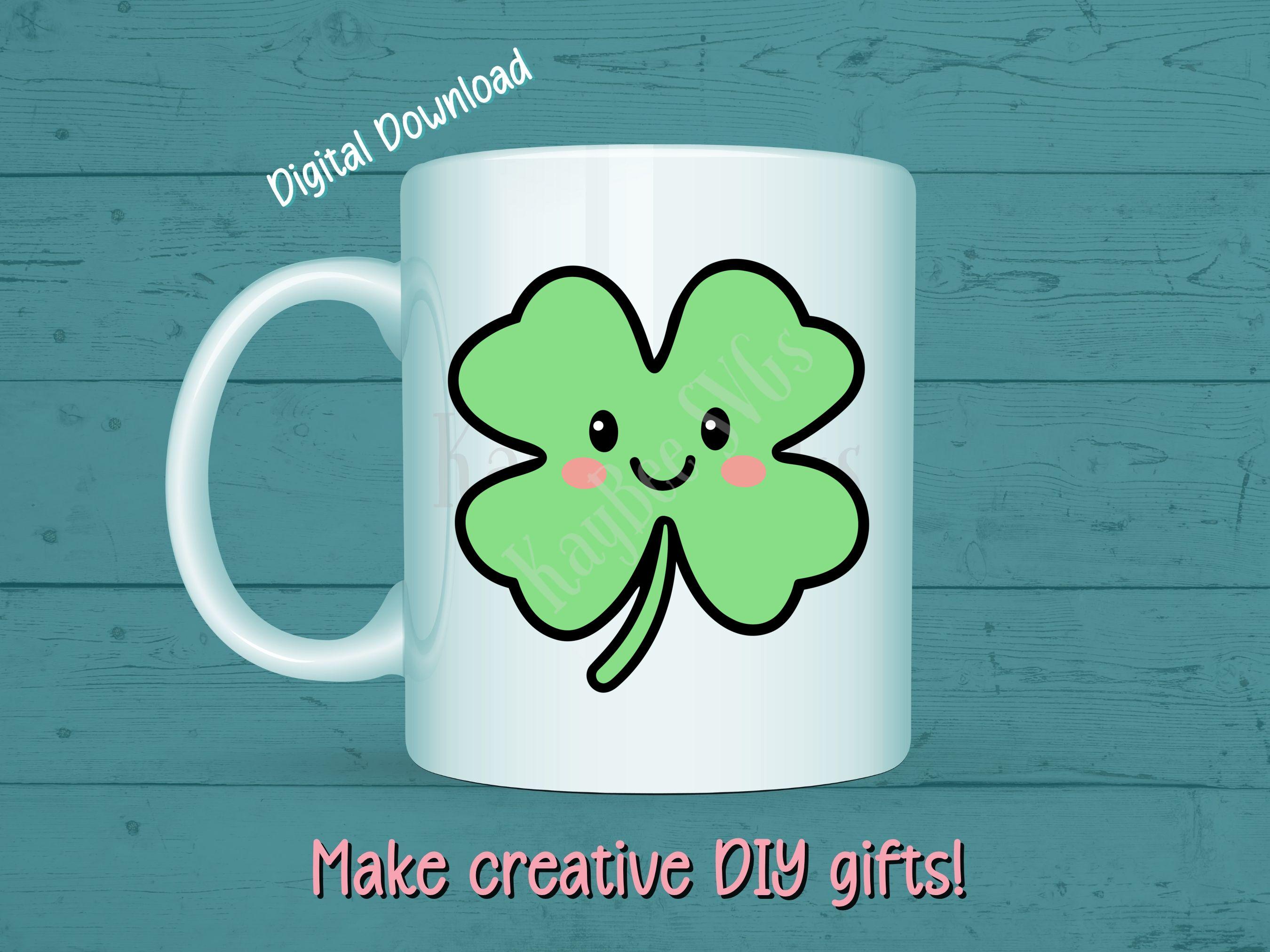 Kawaii Clover SVG: Lucky Shamrock Clipart for Cricut, Silhouette