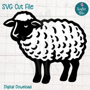 Schaf SVG PNG Schnittdatei für Cricut, Silhouette, Sublimation, Lasergravur, bedruckbare Clipart, Bauernhof Tier Landkunst