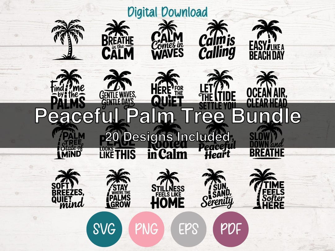 Palm Tree SVG Bundle Clipart Cut Files for Cricut, Silhouette, Laser ...