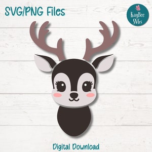 Schattig rendier SVG PNG vakantie herten clipart voor winter en kerst ambachten | Snijbestand voor cricut, silhouet, lasergravure en sublimatie