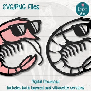 Cool Shrimp SVG | PNG Cut Files for Cricut, Silhouette, Digital Download, Printable Clipart, Commercial Use Clip Art, Sublimation