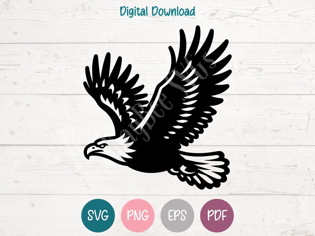 Flying Bald Eagle SVG PNG Clipart Cut Files for Cricut, Silhouette ...