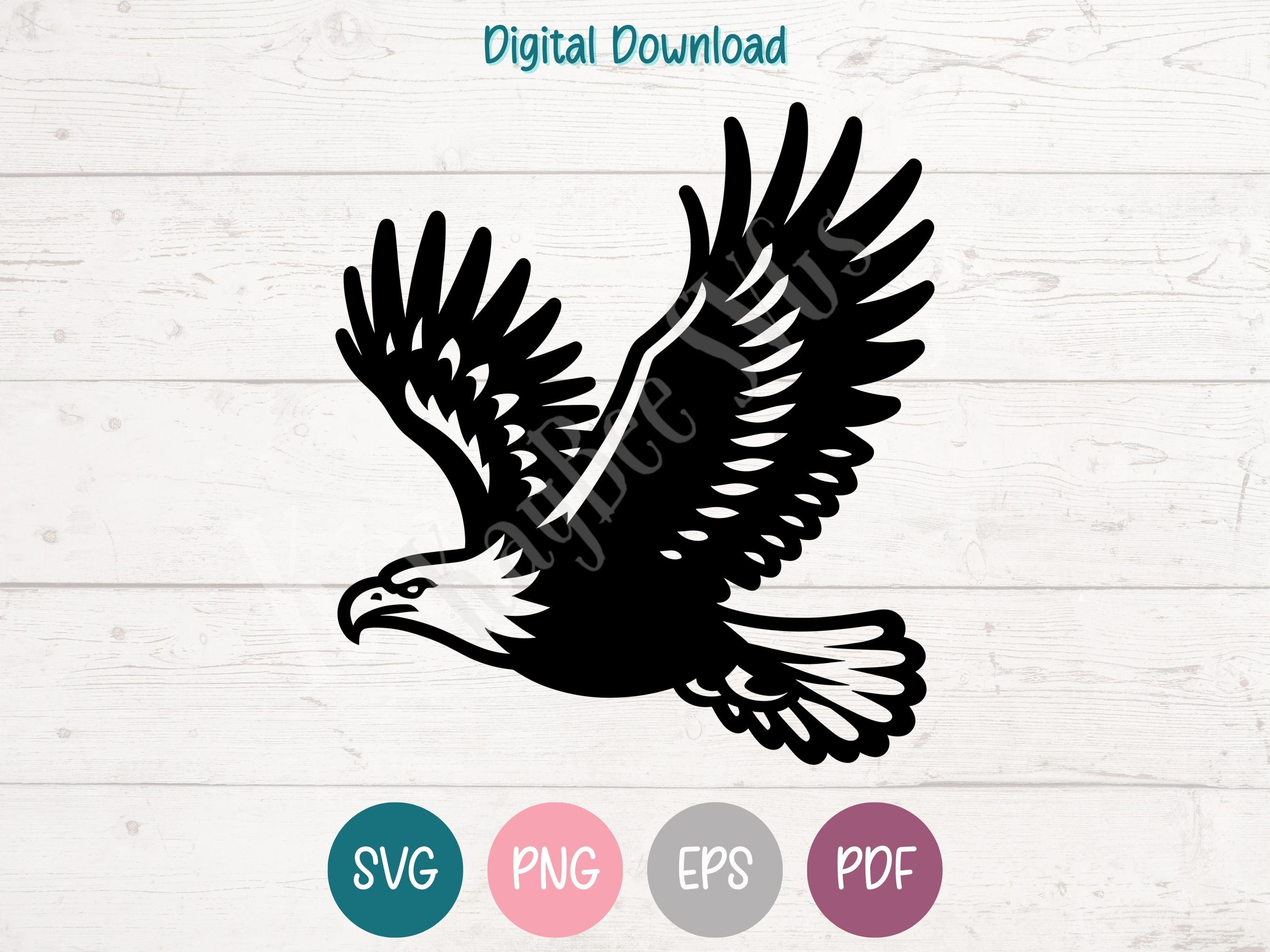 Flying Bald Eagle SVG PNG Clipart Cut Files for Cricut, Silhouette ...
