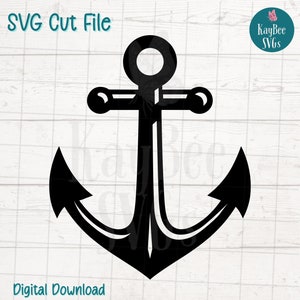 Boat Anchor SVG Cut File for Cricut, Silhouette, Digital Download, Printable Clipart, Commercial Use, Clip Art, Laser Stencil Outline