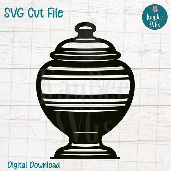 Funeral Urn SVG Cut File for Cricut, Silhouette, Digital Download, Printable Clipart, Commercial Use, Clip Art, Laser Stencil Outline