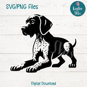 German Shorthaired Pointer Puppy SVG PNG Cut Files for Cricut, Silhouette Digital Download, Laser Engraving, Sublimation Printable Clipart