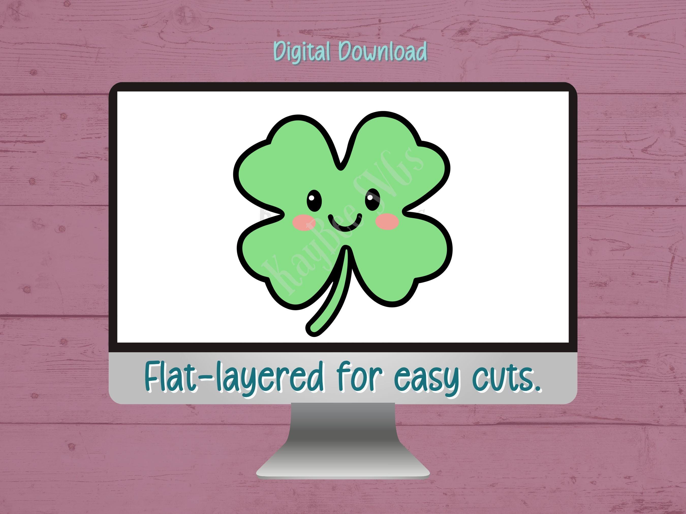 Kawaii Clover SVG: Lucky Shamrock Clipart for Cricut, Silhouette