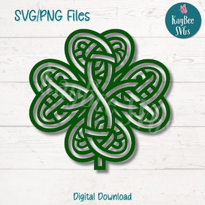 Celtic Knot Shamrock SVG PNG Cut Files for Cricut, Silhouette Digital Download, Laser Engraving, Sublimation Printable, Commercial Use