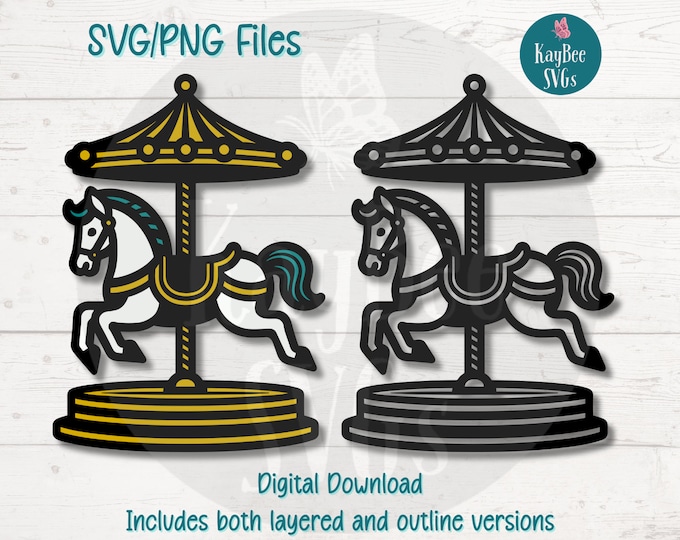 Carousel Horse SVG. PNG. Cricut Cut & Layered Files, Sihouette ...