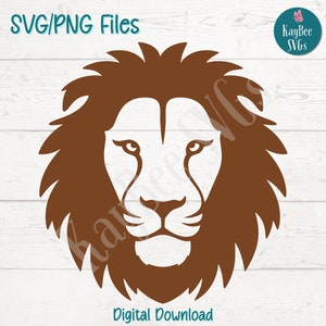 Archivos de corte SVG/PNG de cara de león para Cricut, Silhouette, descarga digital, imágenes prediseñadas imprimibles, imágenes prediseñadas para uso comercial, sublimación