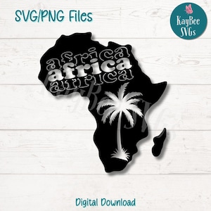 Afrika kaart SVG PNG-bestanden knippen voor Cricut, silhouet digitale download, lasergravure, afdrukbare sublimatie, commercieel gebruik clipart
