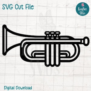 Trumpet SVG PNG Cut Files for Cricut, Silhouette Digital Download, Laser Engraving, Sublimation Printable, Commercial Use Clipart