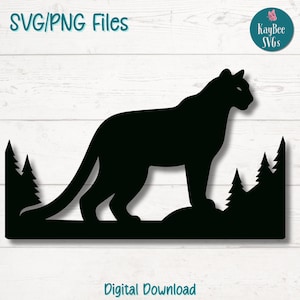 Cougar Mountain Lion SVG | PNG Cut Files for Cricut, Silhouette, Digital Download, Printable Clipart, Commercial Use Clip Art, Sublimation