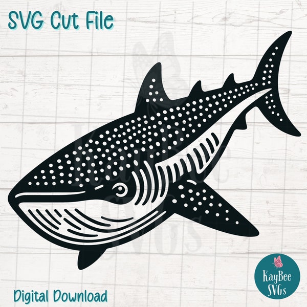 Whale Shark SVG Digital Cut File for Cricut, Silhouette, Engraving, Sublimation, Printable Art, T-Shirt, Mug Press - Commercial Use