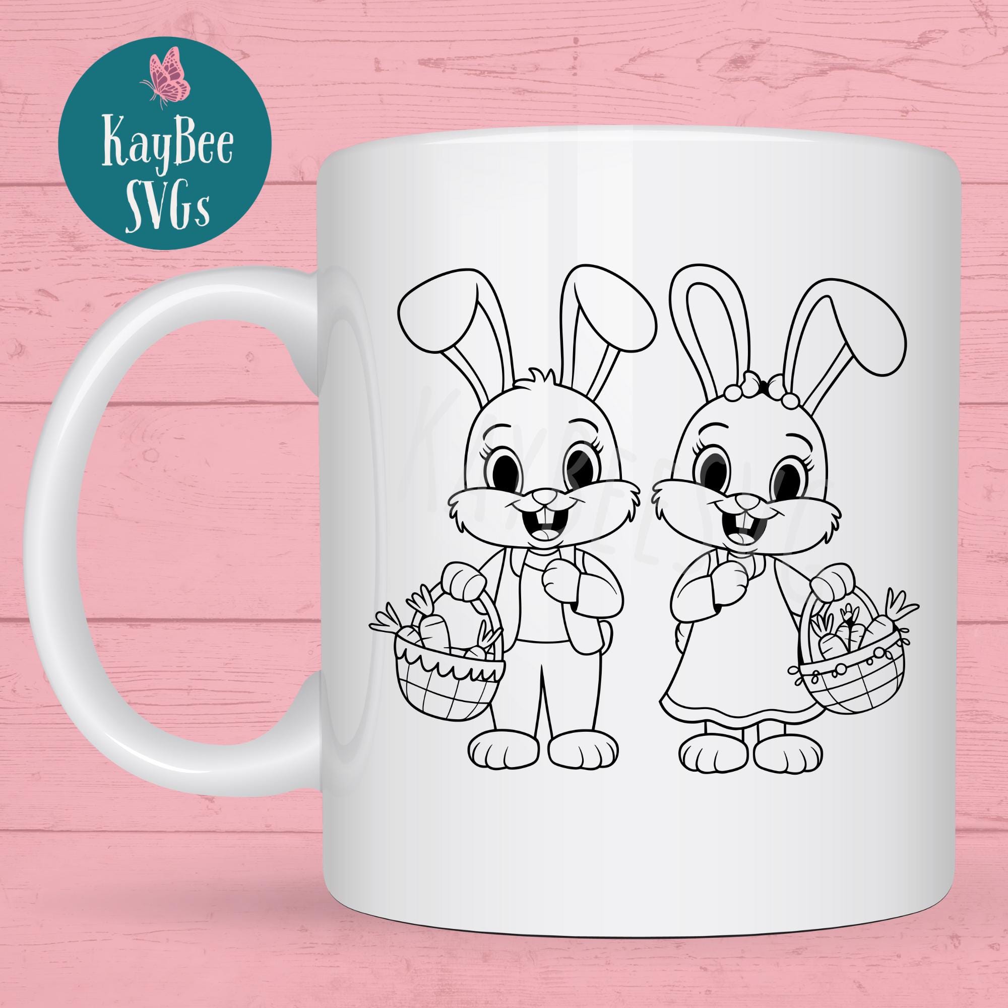 Easter Bunnies SVG PNG Clipart Cut Files for Cricut, Silhouette, Laser ...