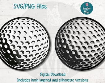 Golf Ball SVG PNG Clipart Cut Files for Cricut, Silhouette, Laser Engraving, Sublimation (Digital)