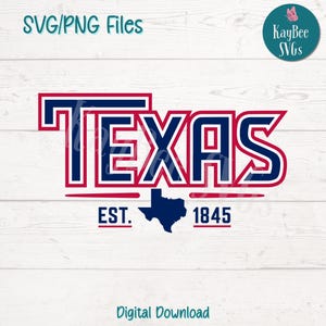 Clipart de orgullo estatal de Texas (Est. 1845, SVG, PNG) para manualidades sureñas y texanas. Archivo de corte para Cricut, Silhouette, grabado láser y sublimación.