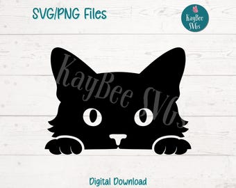 Peeking Black Cat SVG, PNG Cut Files (Digital Download)