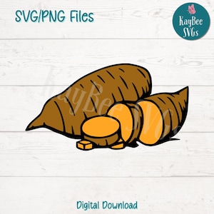 Archivos de corte SVG/PNG de batatas para Cricut, descarga digital de Silhouette, grabado láser, impresión por sublimación, imágenes prediseñadas para uso comercial