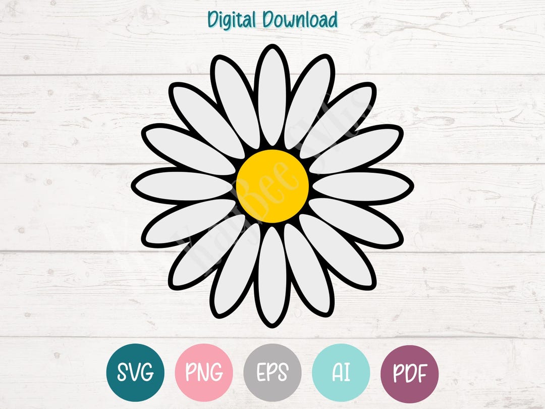Simple Daisy SVG PNG Clipart Cut Files for Cricut, Silhouette, Laser ...