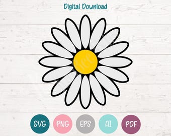 Simple Daisy SVG PNG Clipart Cut Files for Cricut, Silhouette, Laser Engraving, Sublimation (Digital)