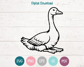 Sitting Goose SVG PNG Clipart Cut Files for Cricut, Silhouette, Laser Engraving, Sublimation (Digital)