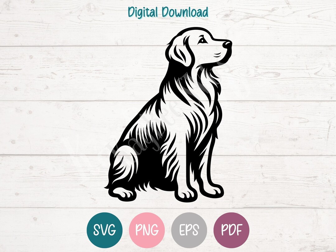 Sitting Golden Retriever SVG PNG Clipart Cut Files for Cricut ...