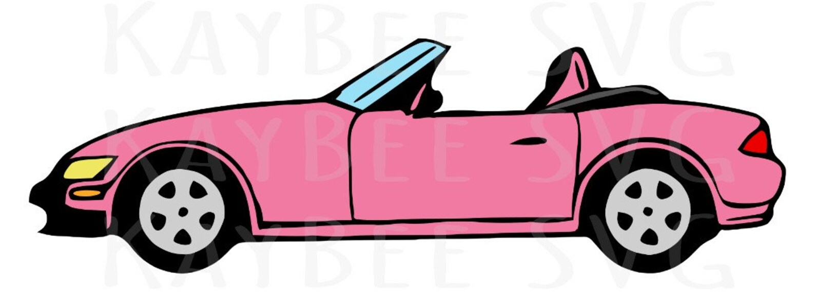Pink Convertible Sports Car SVG PNG JPG Clipart Printthencut Digital