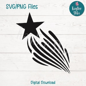 Vallende ster SVG PNG hemelse clipart voor nachtelijke hemel en vakantieambachten | Snijbestand voor cricut, silhouet, lasergravure en sublimatie
