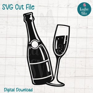 Celebración de champán SVG PNG Clipart para bodas y manualidades de Año Nuevo / Archivos de corte para Cricut, Silhouette, grabado láser, sublimación