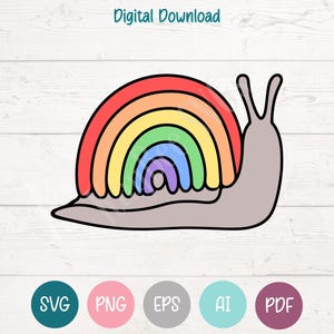 Rainbow Snail SVG PNG Clipart Cut Files for Cricut, Silhouette, Laser Engraving, Sublimation (Digital)