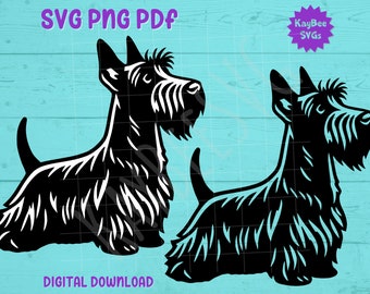 Scottish Terrier Puppy Dog SVG PNG PDF Clipart Digital Cut File Download for Cricut Silhouette Sublimation Printable Art - Commercial Use