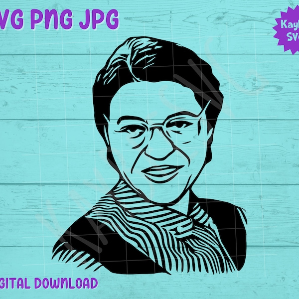 Rosa Parks SVG PNG Jpg Clipart Digital Cut File Download for Cricut Silhouette Sublimation Printable Art - Commercial Use