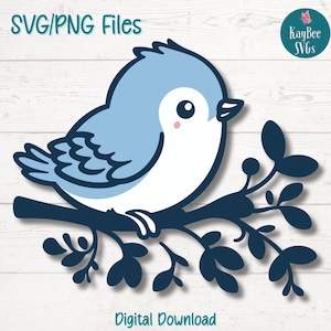 Lindo pájaro azul SVG PNG Cantor Clipart para Cricut, Silhouette, Sublimación, Grabado Láser, Clipart Imprimible