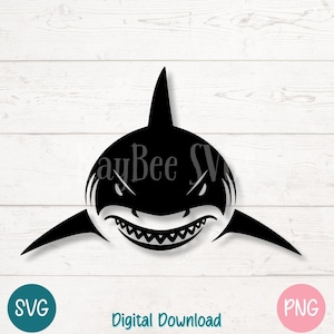 Fierce Shark SVG PNG Predator Ocean dierlijke tanden clipart vector gesneden bestand voor Cricut, silhouet, sublimatie, lasergravure, afdrukbare kunst