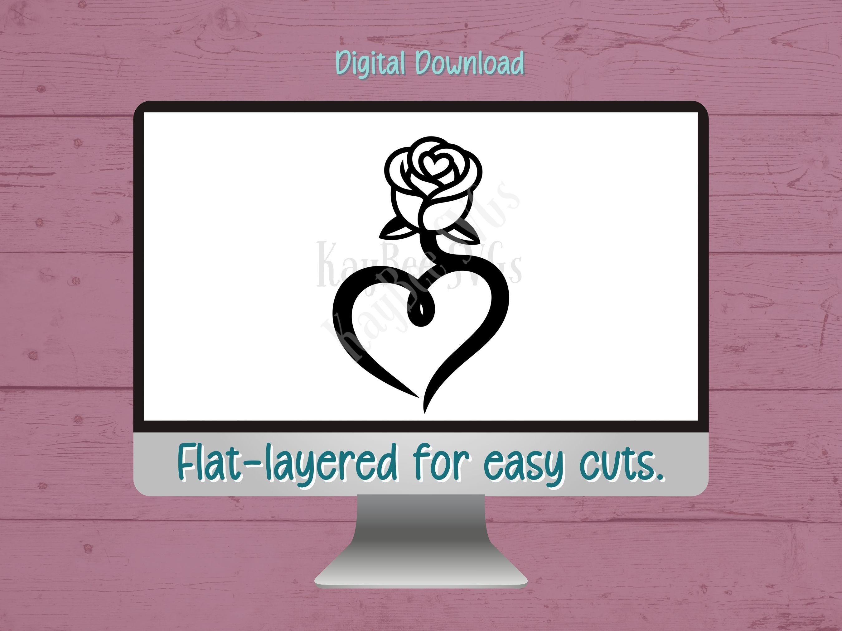 Heart Rose SVG PNG Clipart Cut Files for Cricut, Silhouette, Laser ...